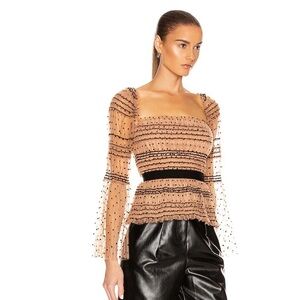 SELF-PORTRAIT
Shirred Polka Dot Blouse In Neutrals